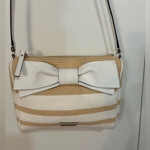 Kate Spade white and tan raffia summer purse crossbody bag. No flaws- EUC -